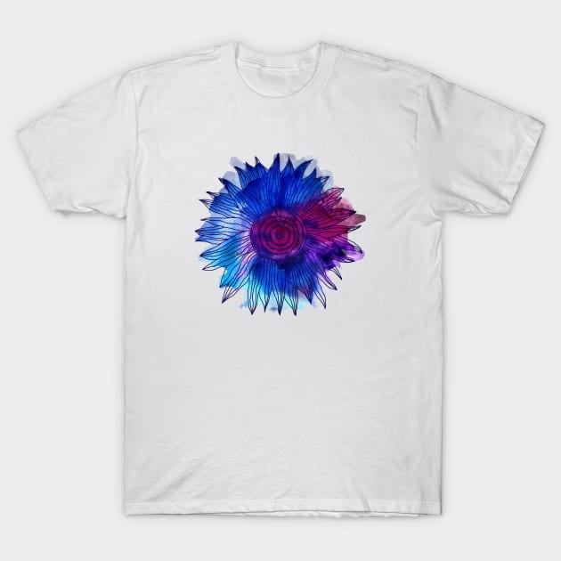 Watercolour and Ink Flower Mandala T-Shirt by Ychty